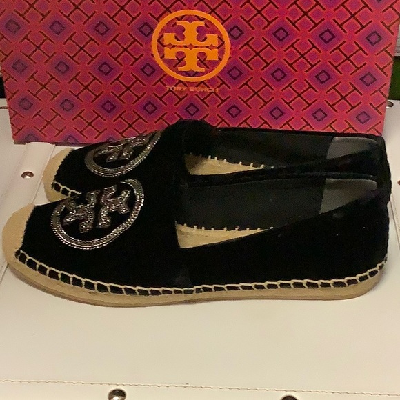 Tory Burch Velvet Logo Chain Espadrille - Picture 8 of 12